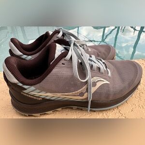 Saucony Peregrine 11 Trail Running Shoes Grey Blue Brown Gold S10642-35 Size 7 W